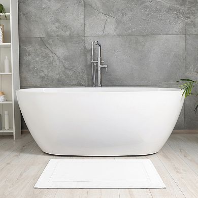 Towel Cotton Banded Bath Mat Reversible Soft Plush Absorbent Bath Rug Bathtub Mat 16" X 24"