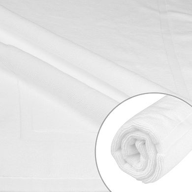 Towel Cotton Banded Bath Mat Reversible Soft Plush Absorbent Bath Rug Bathtub Mat 16" X 24"