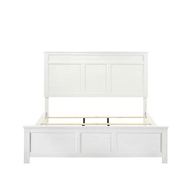 Aver Queen Size Bed, Transitional Carved Panel Design, White Wood Finish