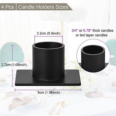 Black Candlestick Holder Metal Square Candle Stand Centerpieces Decoration 4 Pack