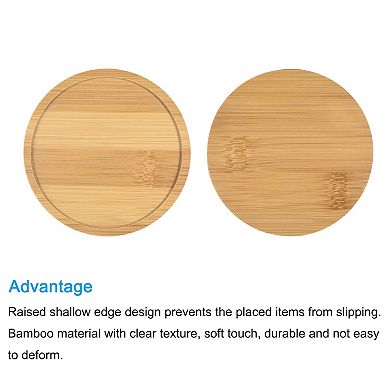 4 Inch Od Round Bamboo Plant Saucer Flowerpot Drip Tray Indoor, 3 Pack
