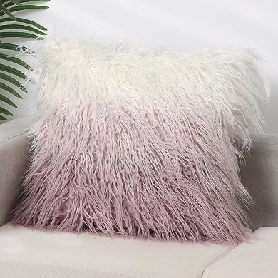 Throw Pillow Covers Soft Warm Faux Fur Square Velvet Gradient Decorative Pillowcase