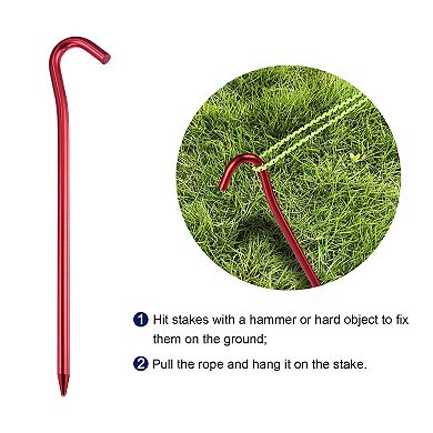 7.2 Inch Aluminum Alloy Heavy Tent Stakes J Hook 6 Pack