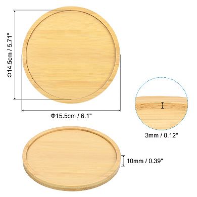 6 Inch Round Bamboo Plant Pot Saucer Flower Drip Tray For Indoors, 3 Pack