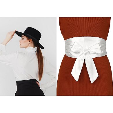 Women Satin Obi Belt, Self Tie Wrap Wide Waistband Belt For Dress Bridal Sash