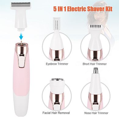 5 In 1 Electric Razor Rechargeable Hair Remover Trimmer Cordless Shaver Pink