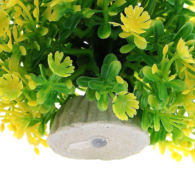 1 Pcs Fish Tank Plants Decorations Artificial Aquarium Grass Ball Green Yellow 3.74x4.33 Inch
