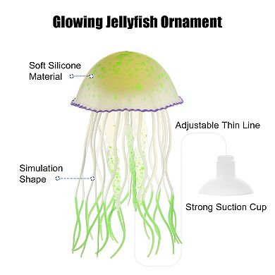 Aquarium Jellyfish Glow Decor Fish Tank Fluorescent Jellyfish Ornament With Suction Cup