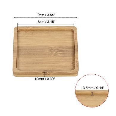 3.5 Inch Square Bamboo Plant Saucer Flowerpot Drip Tray Indoor, 3 Pack