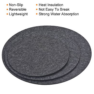 8" 10" 12" Round Plant Coasters Felt Reversible Pad Mat, 9 In 1 Set