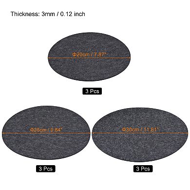 8" 10" 12" Round Plant Coasters Felt Reversible Pad Mat, 9 In 1 Set