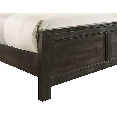 Aver Queen Size Bed, Transitional Carved Panel Design, Nutmeg Brown Wood