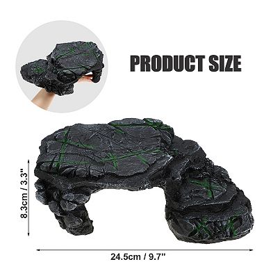 Turtle Basking Platform Resin Tortoise Rock Aquarium Ornament 9.7"x6.7"x3.3" Black Green