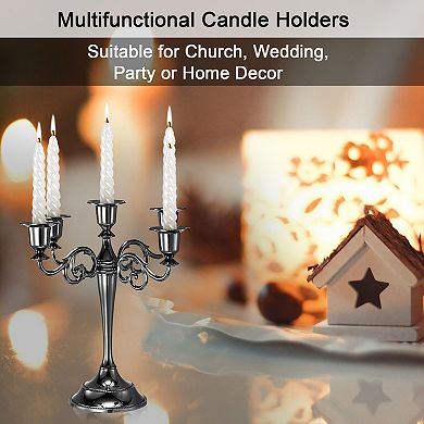 Candelabra Candle Holders, 5 Arm Metal Candlestick Stand For Taper Candles