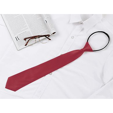 Men's Pre-tied Solid Color Formal Casual Groom Zip Up Ties Adjustable Zipper Neck Tie