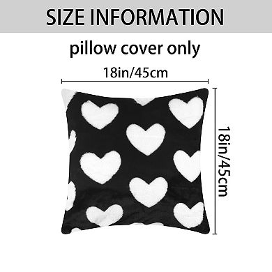 Cute Cartoon Heart Pattern Pillow Covers 2 Packs Soft Plush Pillowcases Cushion Cover 18"x18"