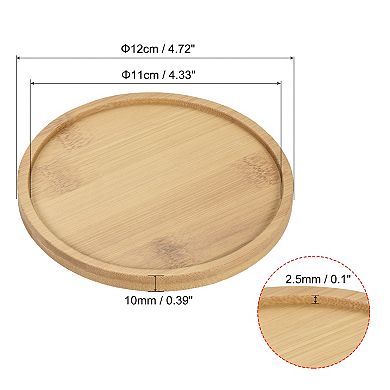 4.7 Inch Od Round Bamboo Plant Saucer Flowerpot Drip Tray Indoor, 2 Pack