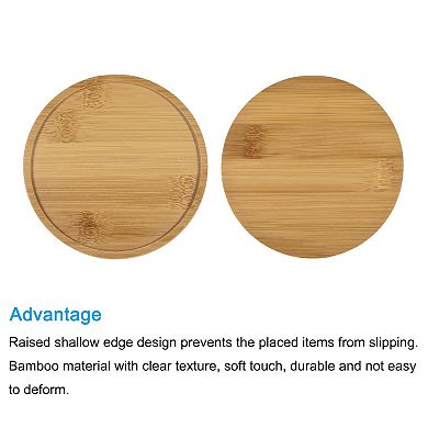 4.7 Inch Od Round Bamboo Plant Saucer Flowerpot Drip Tray Indoor, 2 Pack