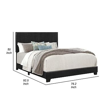 Shirin California King Bed, Wood, Nailheads, Upholstered Headboard, Black