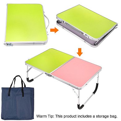 Foldable Laptop Table Picnic Bed Tray Tables With Tote Bag For Sofa, Red Green