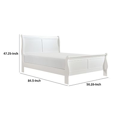 Vele Full Size Bed With Panel Headboard, Classic White Solid Wood Finish