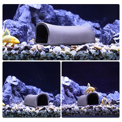Aquarium Decorations Ceramic Cave Hiding Rock Cave For Fish Brown 5.59"x1.85"x1.69"