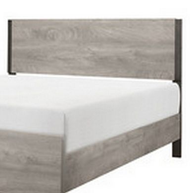 Deena Queen Bed, Painted Metal Finished Accents, Light Gray Wood Frame