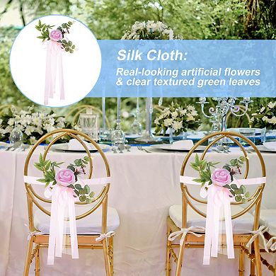Wedding Aisle Decorations Pew Flowers Chair Floral Decoration Artificial Flowers, 6 Pack
