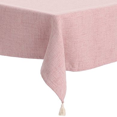 Tassels Wrinkle-resistant Washable Cotton Linen Tablecloth 1 Pc 52" X 71"