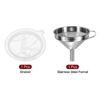 5.1" Diameter Stainless Steel Kitchen Funnel With 400 Mesh Strainer