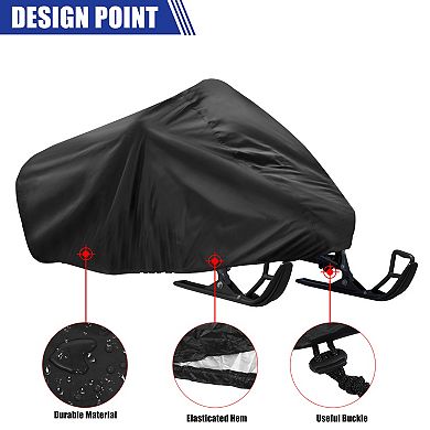 Trailable Snowmobile Cover 190t Polyester Fits Up To 138" Dustproof Protector Universal Black