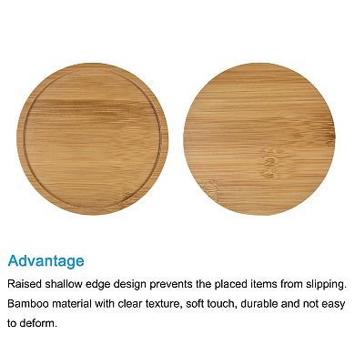 4.3 Inch Od Round Bamboo Plant Saucer Flowerpot Drip Tray Indoor, 3 Pack