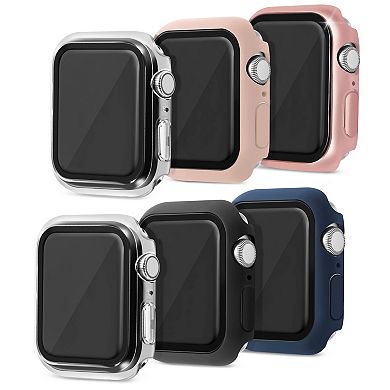 6 Pack Case With Tempered Glass Compatible With Apple Watch Series 7/8 45mm