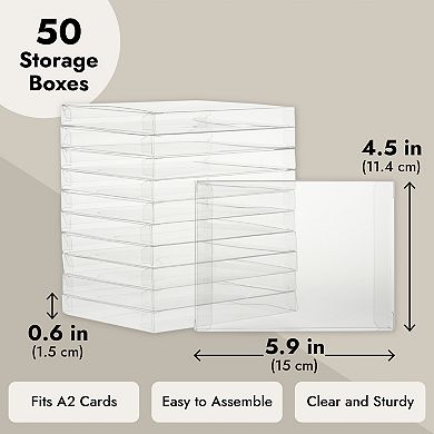 Juvale 50-pack Clear Greeting Card And Photo Storage Box Cases, 4.5x6"