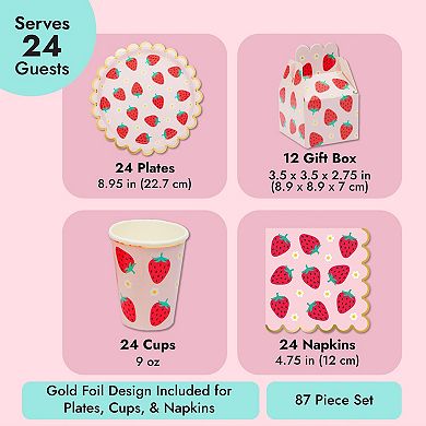 Serves 24 Strawberry Party Supplies, Berry Sweet Party Decorations & Favor Boxes