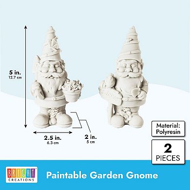 2 Pack Paint Your Own Gnome Statues, Blank Ceramics To Paint For Adults (5 In)