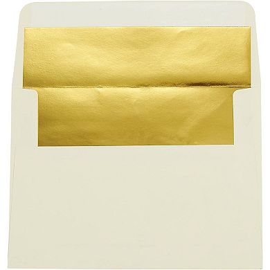 50-pack Ivory A7 Gold Foil Lined Greeting Banquets Luxury Invitation Envelopes