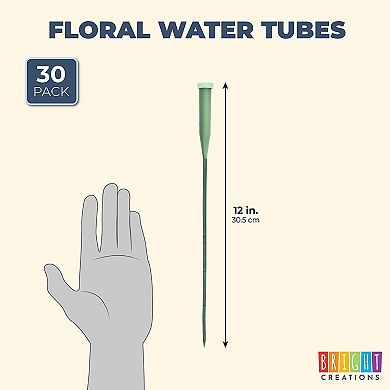 30 Pack Stem Water Tubes For Flowers With Caps, Vials For Florist Supplies, 12"