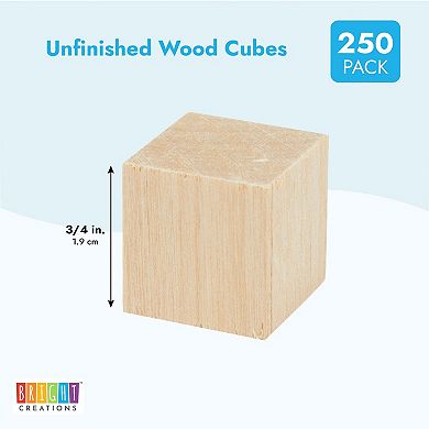 250 Pack Unfinished Wood Cubes Wooden Block Set For Diy Crafts Decoration, 3/4"