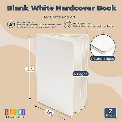 Blank Board Book For Kids, Hardcover (white, 8 X 11 In, 2 Pack)