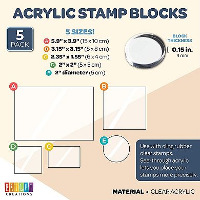 Acrylic Stamp Blocks For Crafts (5 Pack)