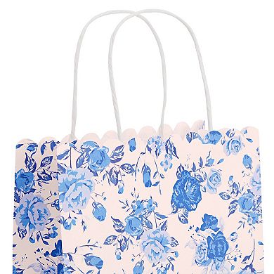 24 Pcs Medium Floral Paper Gift Bags With Handle For Birthday Party, 10x8x4 In