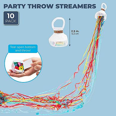 10 Colorful Throw Streamers, Party Poppers For Birthdays, Weddings, Graduation