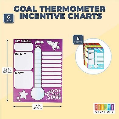 Goal Thermometer Trackers For Classrooms, 6 Pack (17 X 22 In)