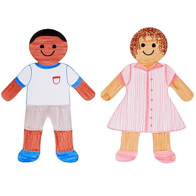 Paper Shapes Of Boy And Girl, Pack Of 48 Blank Paper Kid Shaped People Cutouts