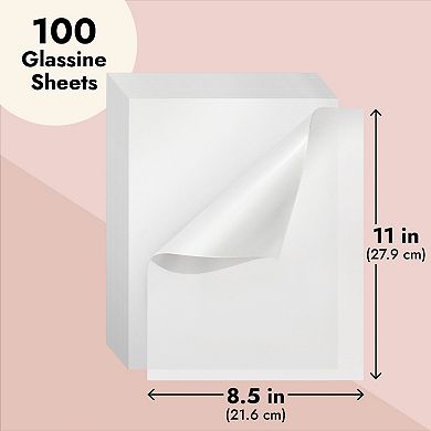 100 Pack Glassine Paper Sheets - Onion Skin Paper For Artwork, Diy Projects