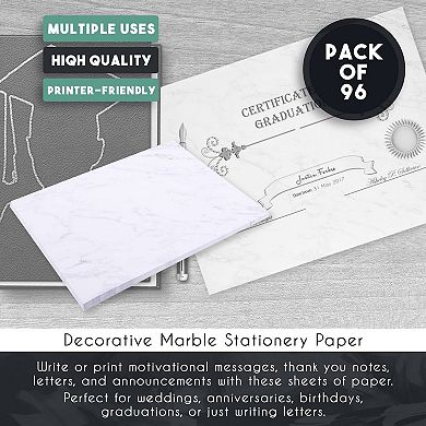 96-pack Marble Stationery Paper,double Sided Decorative Design Paper, 8.5" X 11"