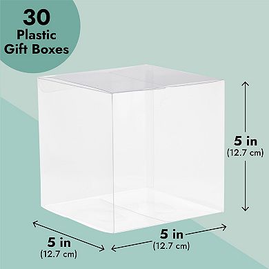 30-pack Clear Gift Boxes For Wedding, Baby Shower, Birthday Party (5x5x5 In)