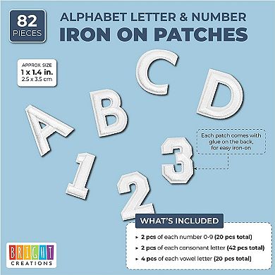 82 Pcs Letter Number Iron On Patches For Clothing Jeans Backpacks Shirts, 1 In