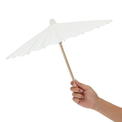 12-pack White Paper Umbrella Parasols For Diy Crafts, Decor, & Wedding 15.5" Dia